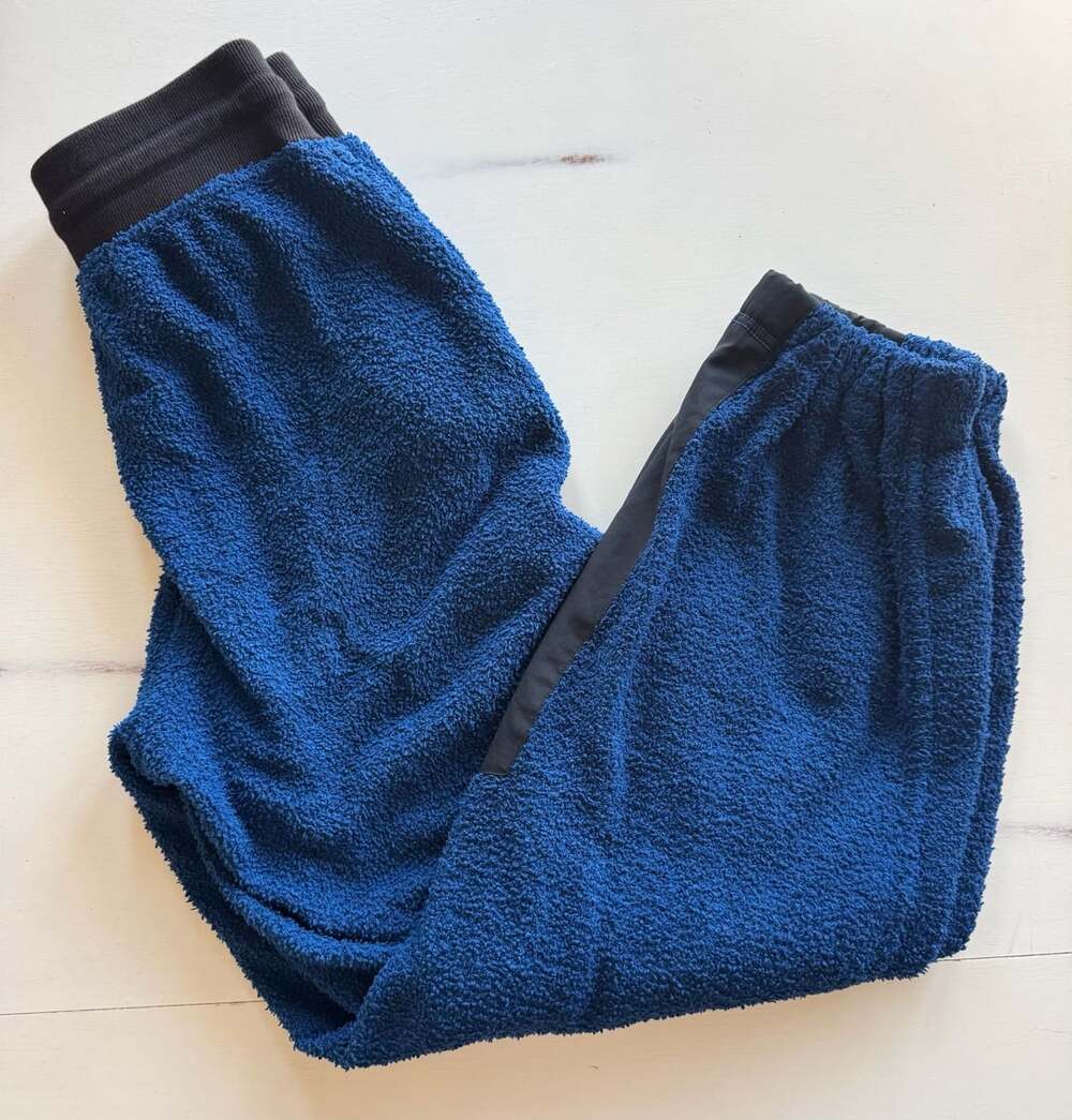 Free People Movement Cuddle Up Fleece Jogger Pants Blue Sherpa